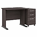 Bush® Business Furniture Studio A 36"W Small Computer Desk With 3-Drawer Mobile File Cabinet, Storm Gray, Standard Delivery