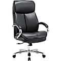 Lorell® Ergonomic High-Back Faux Leather Big & Tall Executive Chair, Black