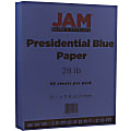 JAM Paper® Color Multi-Use Printer & Copy Paper, Presidential Blue, Letter (8.5" x 11"), 50 Sheets Per Pack, 28 Lb