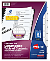 Avery® Ready Index® Table Of Contents Narrow 8-Tab Dividers, 8 1/2" x 11", 20% Recycled, White, Pack Of 5