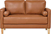 Lifestyle Solutions Lyla Faux Leather Loveseat, 33-1/2"H x 52-2/5"W x 31-1/8"D, Caramel 1 thumbnail image