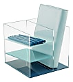 Realspace® Acrylic Slot Desk Organizer, 6"H x 6"W x 5-7/16"D, Clear/Blue 1 thumbnail image
