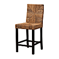 bali & pari Laymi Modern Bohemian Mahogany Wood And Seagrass Counter-Height Stool With Back, Brown/Dark Brown