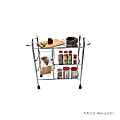 Mind Reader 3-Tier Rolling Utility Cart Craft Storage With Wheels, 27-1/2"H x 12-1/2"W x 30-1/2"D, Silver