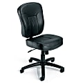 Boss B1560 Armless Task Chair - Black Seat Color - Leather Seat Material - Black Frame Color - 5-star Base - 1 Each