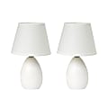Simple Designs Mini Egg Oval Ceramic Table Lamp, 9.45"H, Off White, 2pk