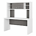Bush Business Furniture Echo 60"W Credenza Desk with Hutch, Pure White/Modern Gray, Standard Delivery 1 thumbnail image
