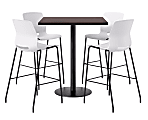 KFI Studios Proof Bistro Square Pedestal Table With Imme Bar Stools, Includes 4 Stools, 43-1/2”H x 42”W x 42”D, Cafelle Top/Black Base/White Chairs 1 thumbnail image