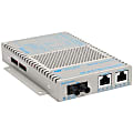 Omnitron OmniConverter 10/100/1000 PoE Gigabit Ethernet Fiber Media Converter Switch RJ45 ST Single-Mode 12km - 2 x 10/100/1000BASE-T; 1 x 1000BASE-LX; US AC Powered; Lifetime Warranty 1 thumbnail image