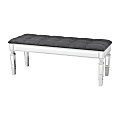 Baxton Studio Hedia Contemporary Glam Accent Bench, 18-1/2”H x 47-1/4”W x 17-3/4”D, Luxe Gray/Silver