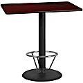 Flash Furniture Laminate Rectangular Table Top With Round Bar-Height Table Base And Foot Ring, 43-1/8"H x 30"W x 48"D, Mahogany/Black 1 thumbnail image