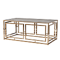 SEI Simondley Faux Marble Cocktail Table, 18"H x 43-3/4"W x 24"D, Champagne/Pale Gold