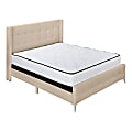 Monarch Specialties Avis Queen Bed, 88"H x 66"W x 66"D, Beige/Chrome