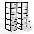 Inval Eclypse 5-Drawer Storage Cabinets, 39”H x 13”W x 15”D, Black/Clear, Pack Of 2 Cabinets 1 thumbnail image
