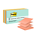 Post-it Pop Up Notes, 3 in x 3 in, 12 Pads, 100 Sheets/Pad, Clean Removal, Beachside Cafe Collection