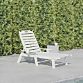 Flash Furniture Monterey All-Weather Adjustable Adirondack Lounge Chair with Cup Holder, White 1 thumbnail image