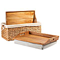 Rossie Home® Lap Tray With Pillow Basket Set, 4-1/8”H x 17-1/2”W x 4-1/8”D, Natural Acacia, Set Of 2 Lap Trays