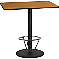 Flash Furniture Laminate Rectangular Table Top With Round Bar-Height Table Base And Foot Ring, 43-1/8"H x 30"W x 48"D, Natural/Black