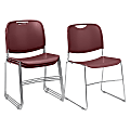 National Public Seating 8500 Ultra-Compact Plastic Stack Chairs, Wine/Chrome, Set Of 4 Chairs