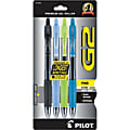 Pilot G2 Retractable Gel Pens, Fine Point, 0.7 mm, Clear Barrels, Assorted Ink, Pack Of 4 Pens