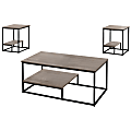 Monarch Specialties Coffee Table With Two 18"W Square End Tables, Dark Taupe/Black