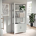 Martha Stewart Hutton 68"H 4-Shelf Shaker Bookcase With Storage Cabinet, Gray/Brushed Nickel