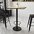 Flash Furniture Rectangular Laminate Table Top With Round Bar Height Table Base And Foot Ring, 43-3/16”H x 24”W x 30”D, Natural