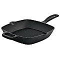 Oster Castaway Square Cast Iron Grill Pan, 10”, Black