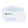 Gummed Seal, Single Window Security Business Envelopes,  4-1/8" x 9-1/2", Full-Color, Custom #10, Box Of 250