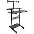 Mount-It! MI-7972 Mobile Standing Desk Workstation, With Dual-Monitor Mount, 72-1/4"H x 39-1/2"W x 26"D, Black