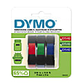 DYMO® 3D Embossing Labels, 3/8" x 9 4/5", Assorted Glossy Colors, Pack Of 3 Rolls