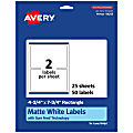 Avery® Permanent Labels With Sure Feed®, 94255-WMP25, Rectangle, 4-3/4" x 7-3/4", White, Pack Of 50