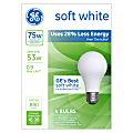 GE A19 Energy-Efficient Soft White Light Bulbs, 53 Watts, Pack Of 4 1 thumbnail image