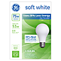 GE A19 Energy-Efficient Soft White Light Bulbs, 53 Watts, Pack Of 4
