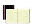 Rediform Texhide Cover Record Books with Margin - 300 Sheet(s) - Thread Sewn - 11.25" x 14.25" Sheet Size - Black - Green Sheet(s) - Brown, Green Print Color - Black Cover - Recycled - 1 Each