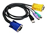 IOGEAR PS/2-USB KVM Cable - 10ft - 10 ft (PS/2)/USB/VGA KVM Cable for Keyboard, Mouse, KVM Switch, Video Device - First End: 1 x SPHD Male VGA - Second End: 1 x HD-15 Male VGA, Second End: 2 x Mini-DIN (PS/2) Male Keyboard/Mouse