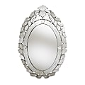 Baxton Studio Floral Oval Accent Wall Mirror, 30" x 20", Antique Silver