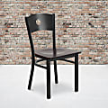 Flash Furniture Circle Back Metal Restaurant Chair, Walnut/Black