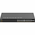 Netgear AV Line M4350-24X4V Ethernet Switch - 24 Ports - Manageable - 25 Gigabit Ethernet - 10GBase-X, 25GBase-X, 10GBase-T, 5GBase-T, 2.5GBase-T, 10/100/1000Base-T - 3 Layer Supported - Modular - 880 W Power Consumption - 576 W PoE Budget