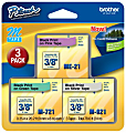 Brother® ME-793 Black-On-Pink/-Green/-Silver Tapes, 0.38" x 26.2', Pack Of 3 1 thumbnail image