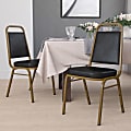 Flash Furniture HERCULES Series Trapezoidal Back Stacking Banquet Chairs, Black/Gold, Pack Of 4 Chairs