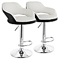 Elama Adjustable Faux Leather Bar Stools, White/Black/Chrome, Set Of 2 Stools 1 thumbnail image