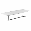 Bush Business Furniture 120"W x 48"D Boat-Shaped Conference Table With Metal Base, White, Standard Delivery