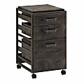 Bush Furniture Refinery 3-Drawer Mobile File Cabinet, Dark Gray Hickory, Standard Delivery