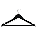 Honey-Can-Do Wood Hangers, Curved Wide-Shoulder Suit, Ebony, Pack Of 8