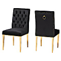 Baxton Studio Caspera Velvet Fabric And Metal Dining Accent Chair Set, Glam/Luxe Black/Gold, Set Of 2 Chairs 1 thumbnail image