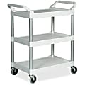 Rubbermaid Commercial 4" Caster Utility Cart - 3 Shelf - Push/Pull Handle - 200 lb Capacity - 4 Casters - 4" Caster Size - x 33.6" Width x 18.6" Depth x 37.8" Height - White, Brushed Aluminum - 1 Each 1 thumbnail image
