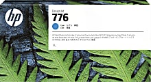 HP 776 DesignJet High-Yield Cyan Ink Cartridge, 1XB09A