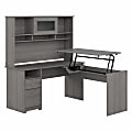 Bush® Furniture Cabot 60"W 3-Position Sit-To-Stand Height-Adjustable L-Shaped Desk With Hutch, Modern Gray, Standard Delivery 1 thumbnail image