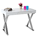 Lumisource Luster Computer Desk, Silver/White